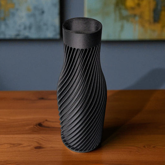 SpiralSaver Coin Bank with a modern spiral design, available in two sizes, featuring a slot for inserting coins and cash; made from durable, eco-friendly 3D printing materials, perfect for stylish saving and home decor