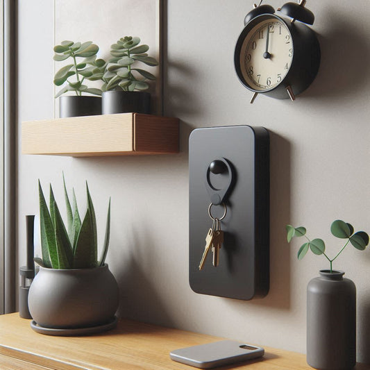 A rent-friendly key organizer that comes with adhesive tape for easy, damage-free mounting, perfect for keeping your keys tidy and accessible.