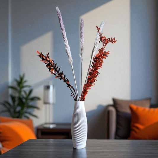 Luna Vase a modern vase featuring sleek, textured strips, perfect for contemporary decor, floral arrangements, minimalist styling, artistic interiors, home accents, elegant design, decorative pieces, unique gifts, and timeless aesthetics.