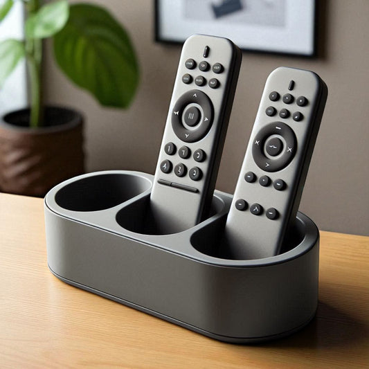 Round Remote Holder a sleek remote holder with three compartments, perfect for organizing remotes, small accessories, or gadgets while adding a modern touch to your living space