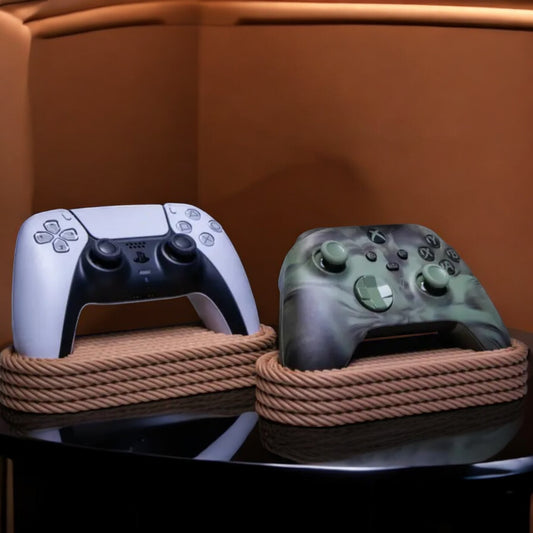 Rope Controller Stand a uniquely designed console stand inspired by rope textures, perfect for organizing and displaying gaming controllers with a stylish, modern touch.