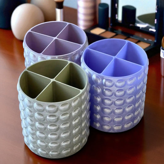 Pen/pencil holder with and without divider with a bubbly shapes