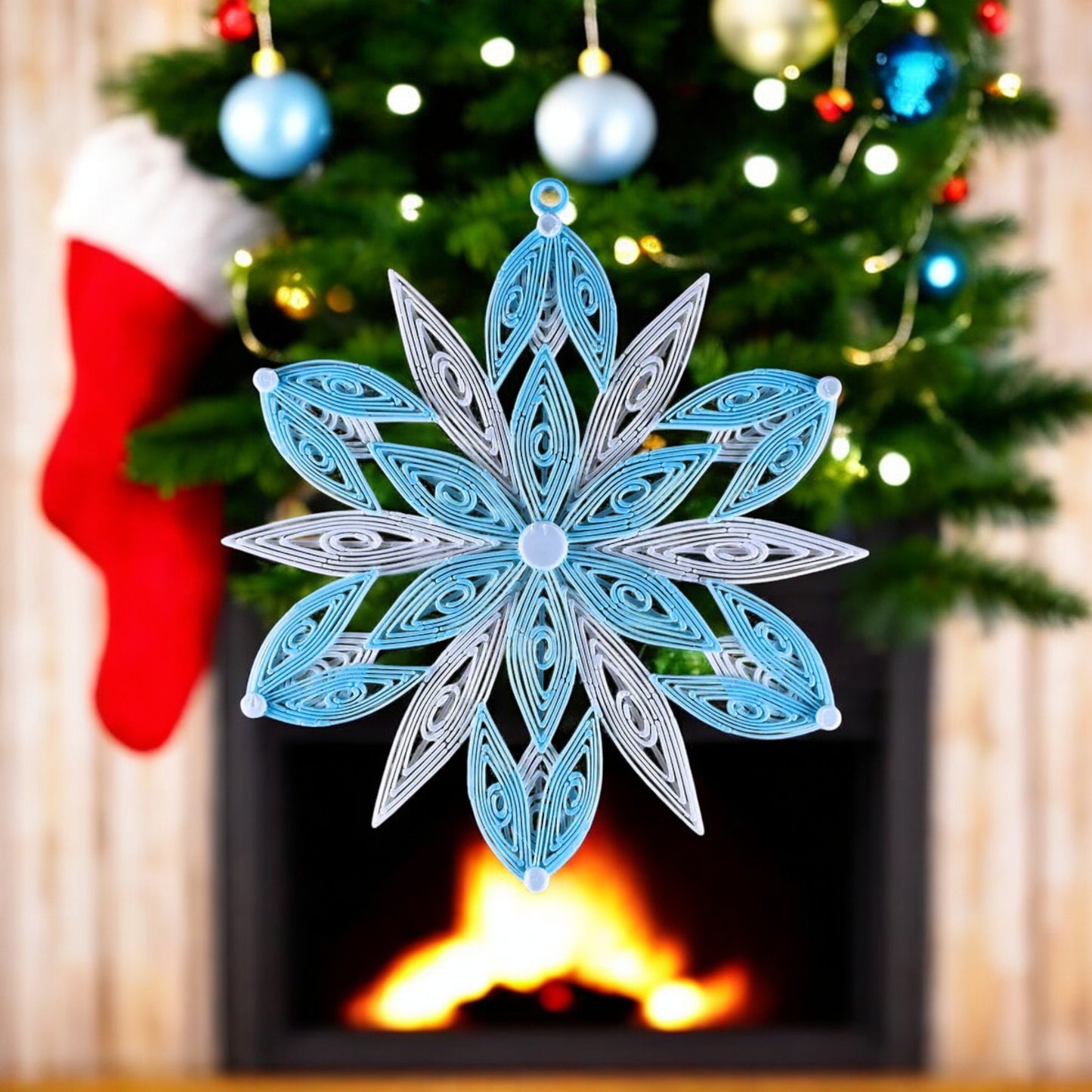 snow flake ornament –3d-printed christmas tree decoration for festive winter decor