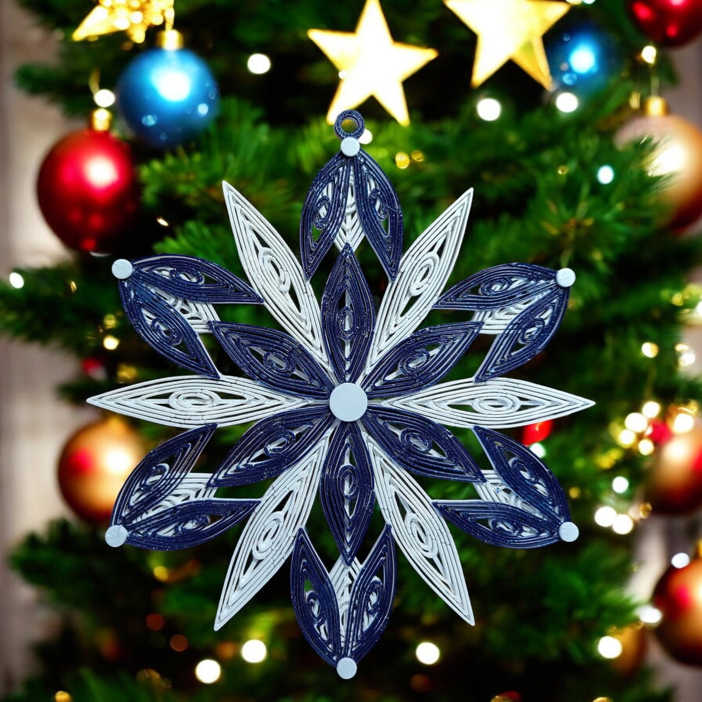 snow flake ornament –3d-printed christmas tree decoration for festive winter decor