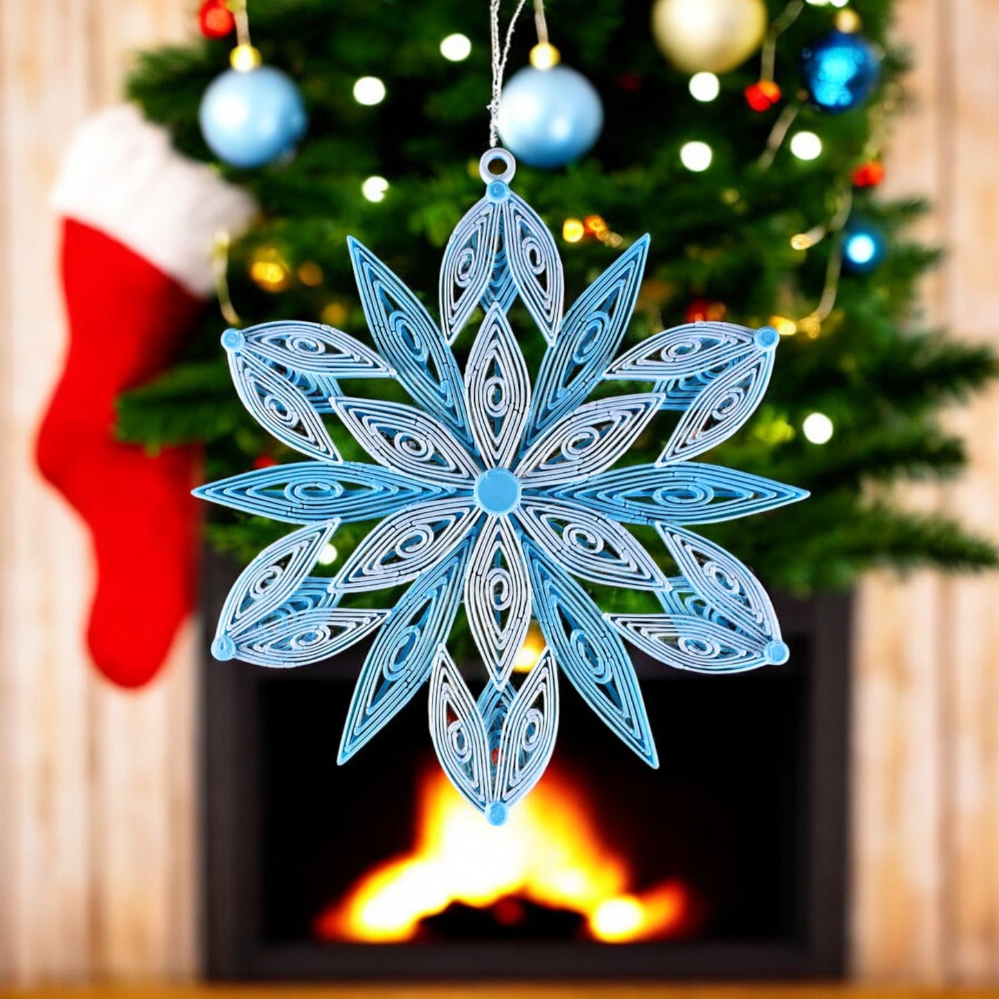 snow flake ornament –3d-printed christmas tree decoration for festive winter decor