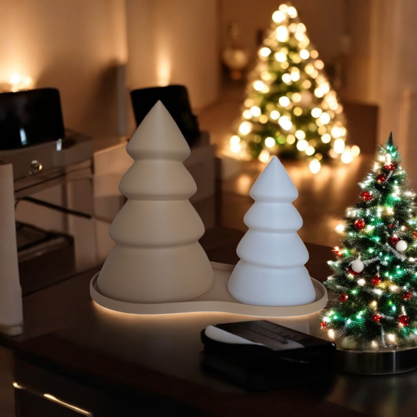 christmas tree set with tray festive mini tabletop holiday décor available individually or as a complete set