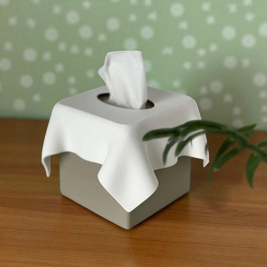 Stylish tissue box cover designed for standard cubic tissue boxes, featuring a modern and sleek design, perfect for home or office use in living rooms, bathrooms, or bedrooms