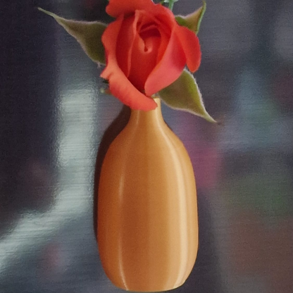Set of 5 orange mini magnetic vases with flowers on a fridge – Halloween décor
