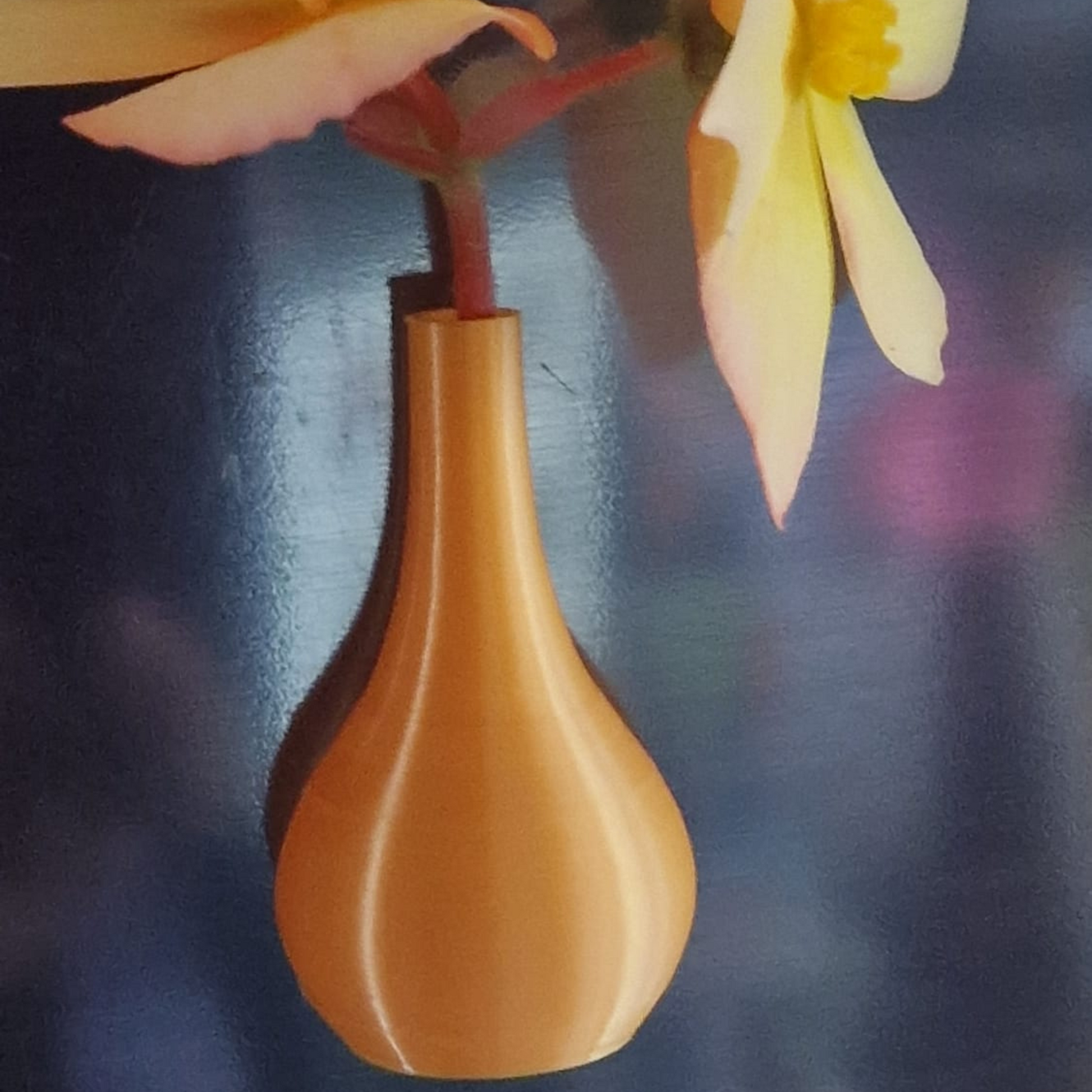 Set of 5 orange mini magnetic vases with flowers on a fridge – Halloween décor