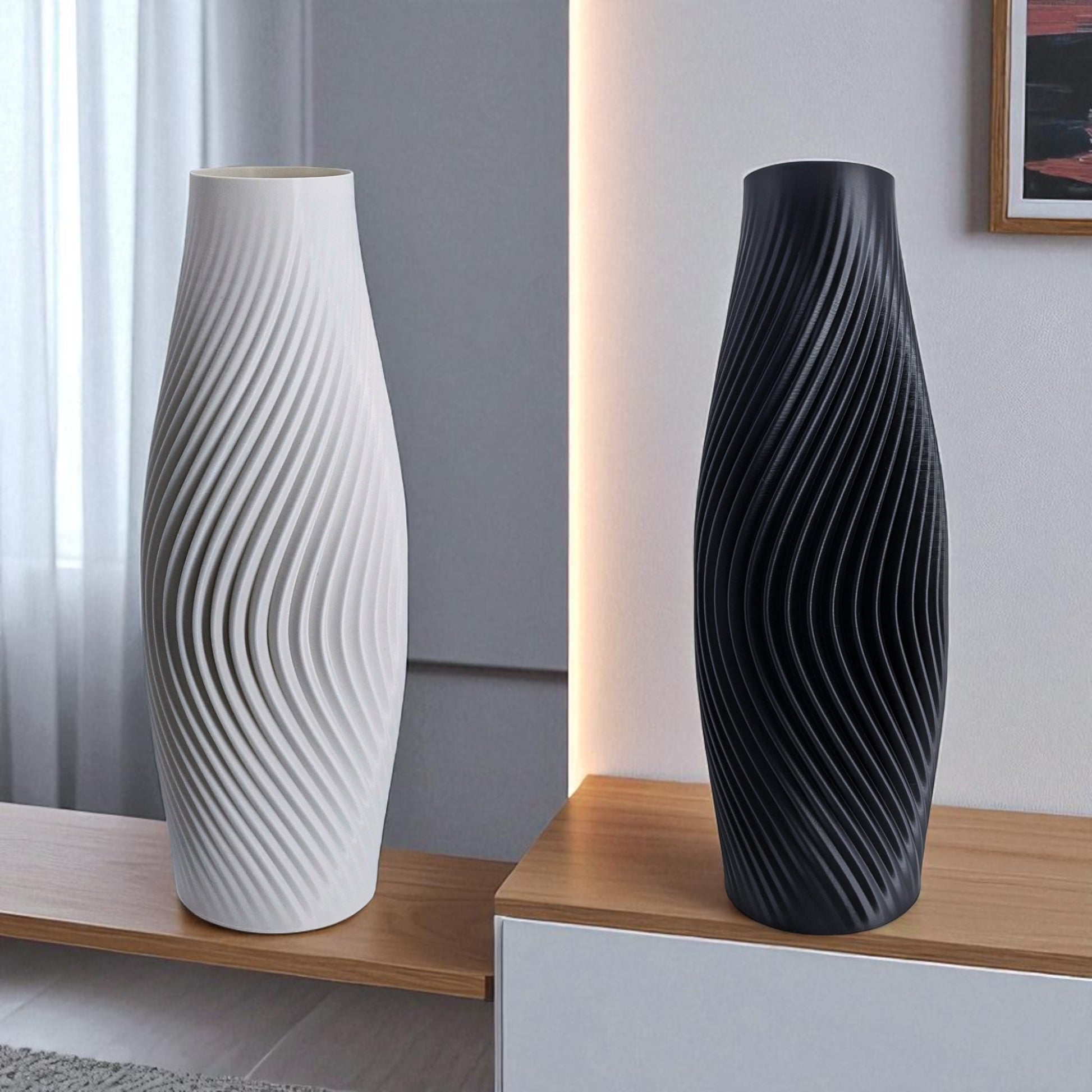 Luna Vase a modern vase featuring sleek, textured strips, perfect for contemporary decor, floral arrangements, minimalist styling, artistic interiors, home accents, elegant design, decorative pieces, unique gifts, and timeless aesthetics.