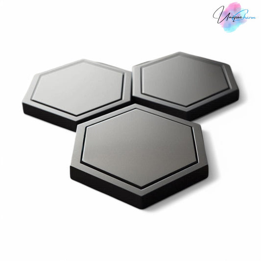 Modern hexagonal coaster in a minimalist design, measuring 115mm x 14mm, perfect for protecting surfaces from hot drinks. Available as a single piece, set of 4, or set of 6. Durable and stylish home decor accessory