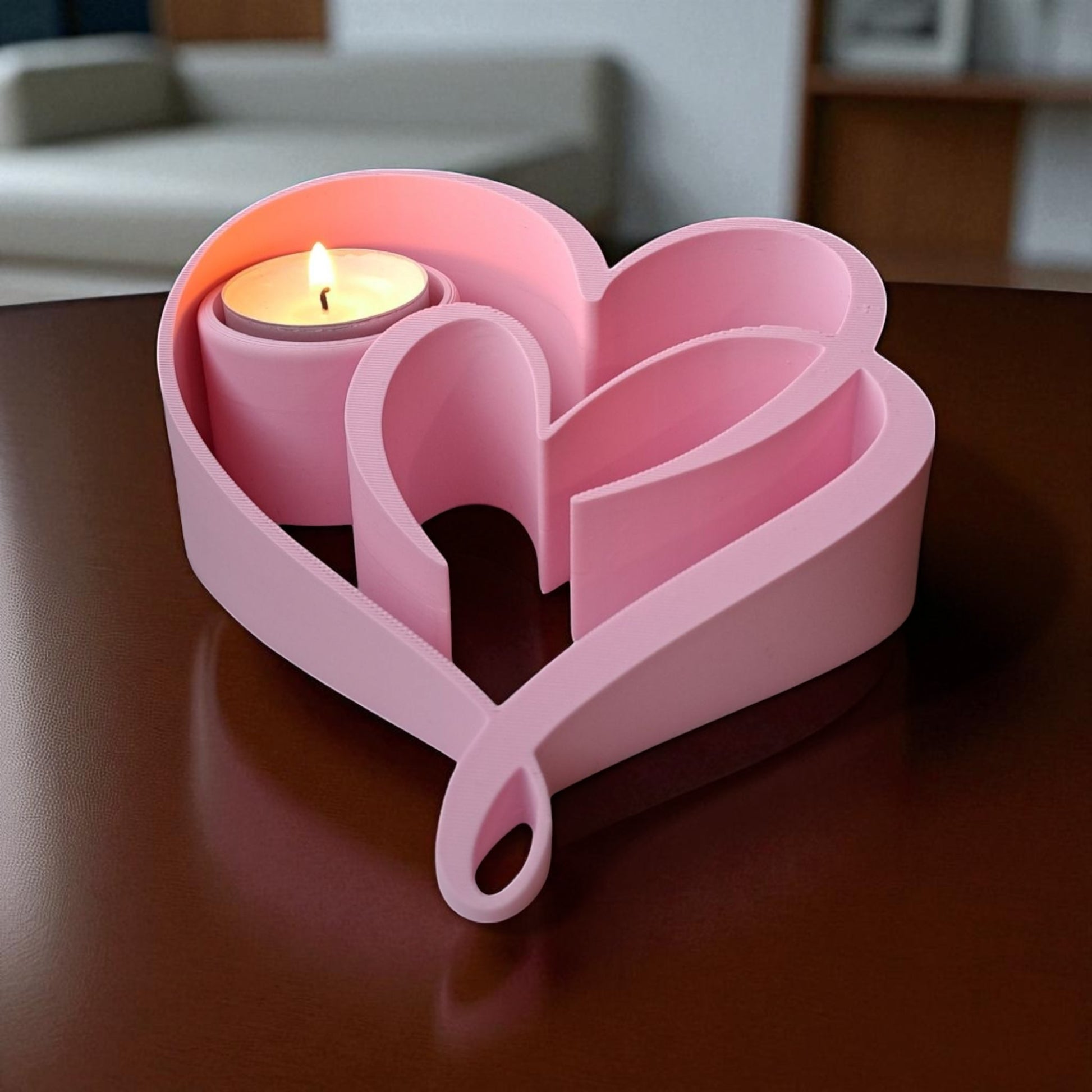 Heart Candle Holder with a romantic double heart design, perfect for tealight candles and creating a warm, elegant ambiance for home decor or special occasions.