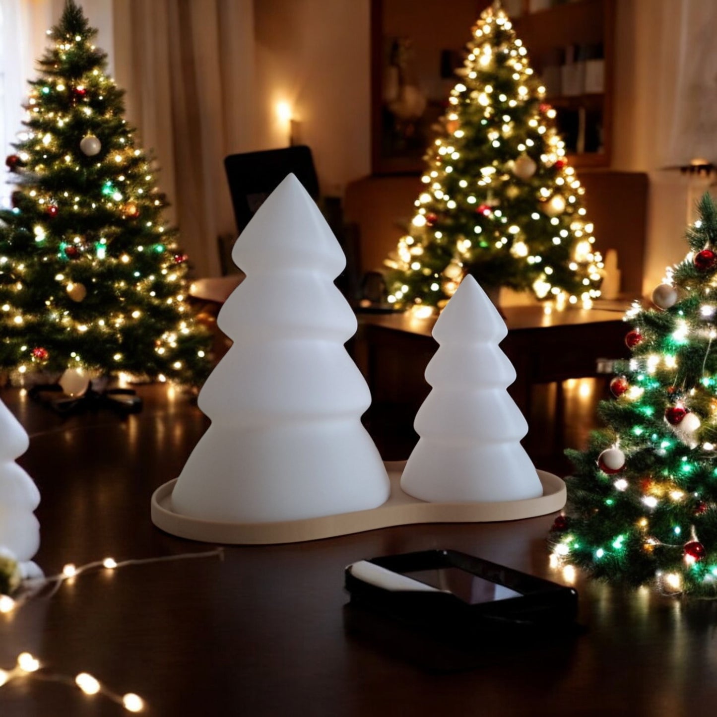 christmas tree set with tray festive mini tabletop holiday décor available individually or as a complete set