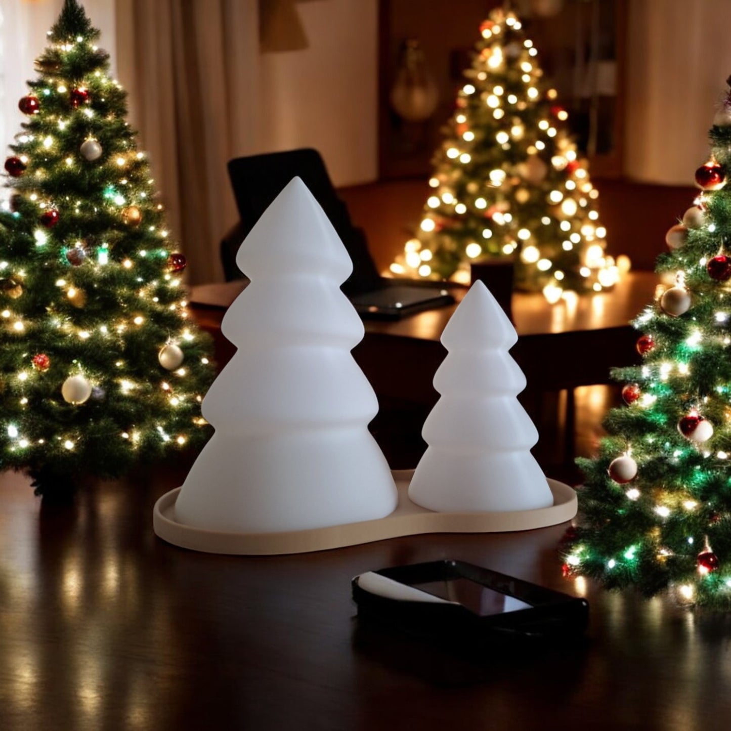 christmas tree set with tray festive mini tabletop holiday décor available individually or as a complete set