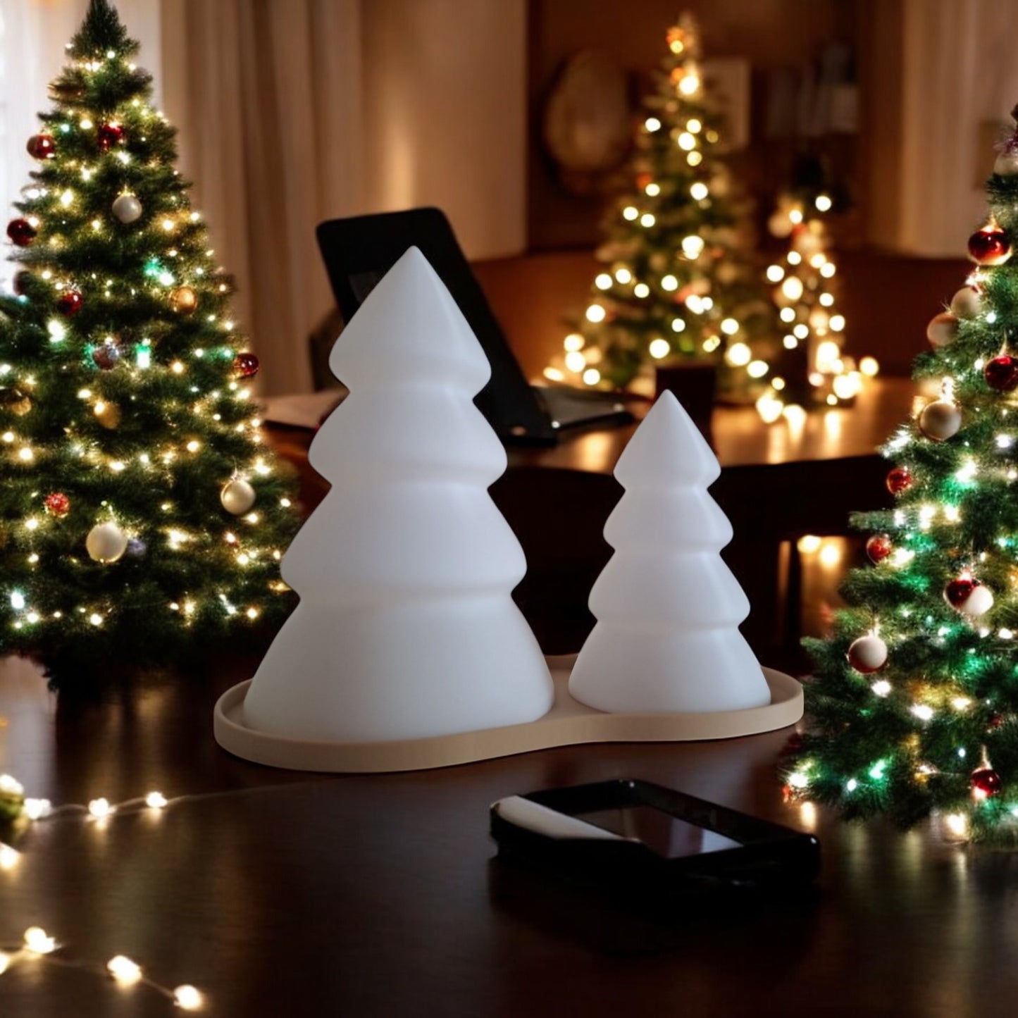 christmas tree set with tray festive mini tabletop holiday décor available individually or as a complete set