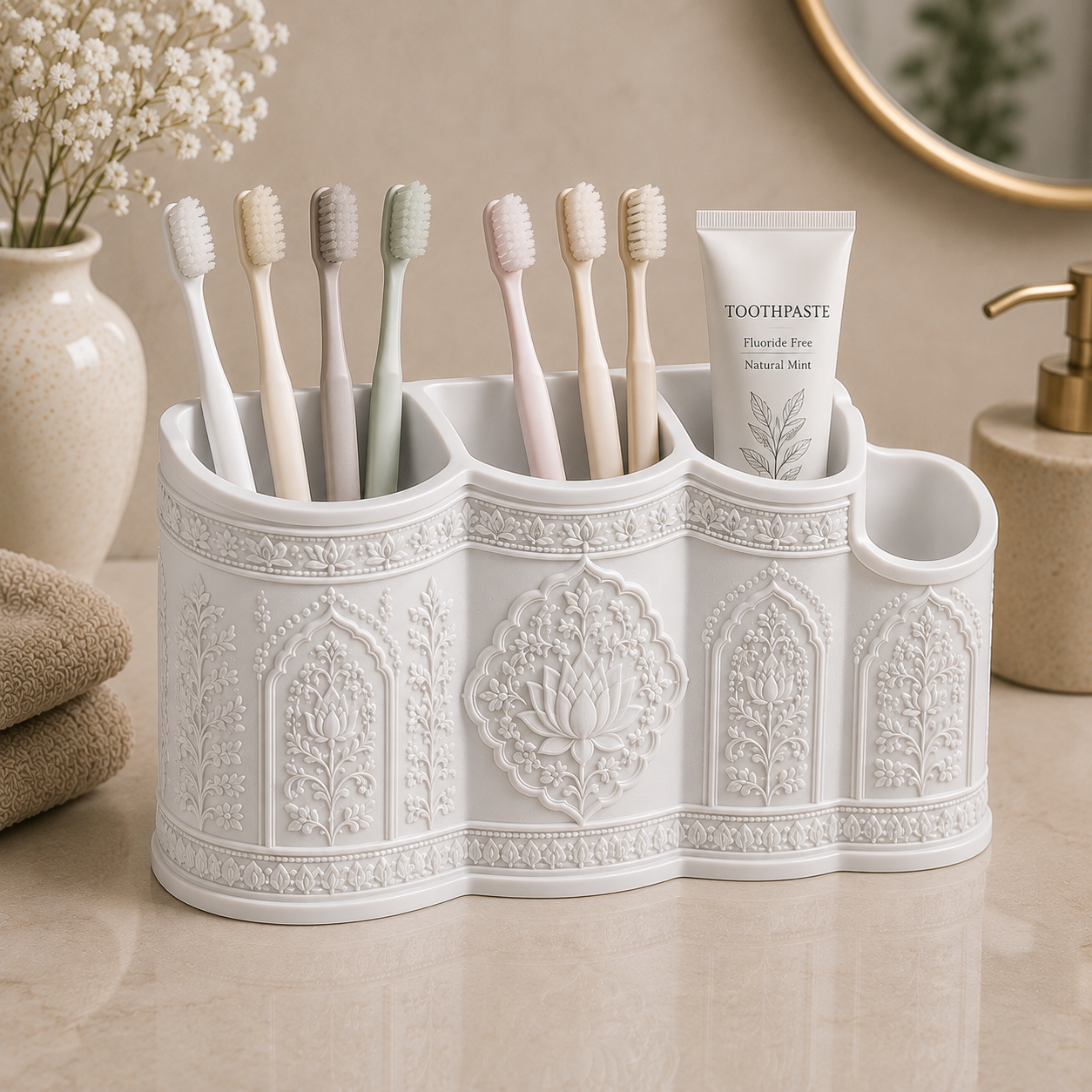 toothbrush holder for bathroom, toothbrush and toothpaste holder, bathroom toothbrush organiser, family toothbrush holder, toothbrush storage caddy, bathroom countertop organiser, bathroom counter storage, toothpaste organiser, toothbrush caddy, dental care organiser, toothbrush stand, bathroom sink organiser, bathroom vanity organiser, decorative toothbrush holder, unique bathroom accessories, traditional