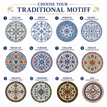 Custom Traditional Motif Bathroom Bin, Decorative Tile Inspired Trash Can, Personalised Vanity Waste Basket, Cultural Pattern Bathroom