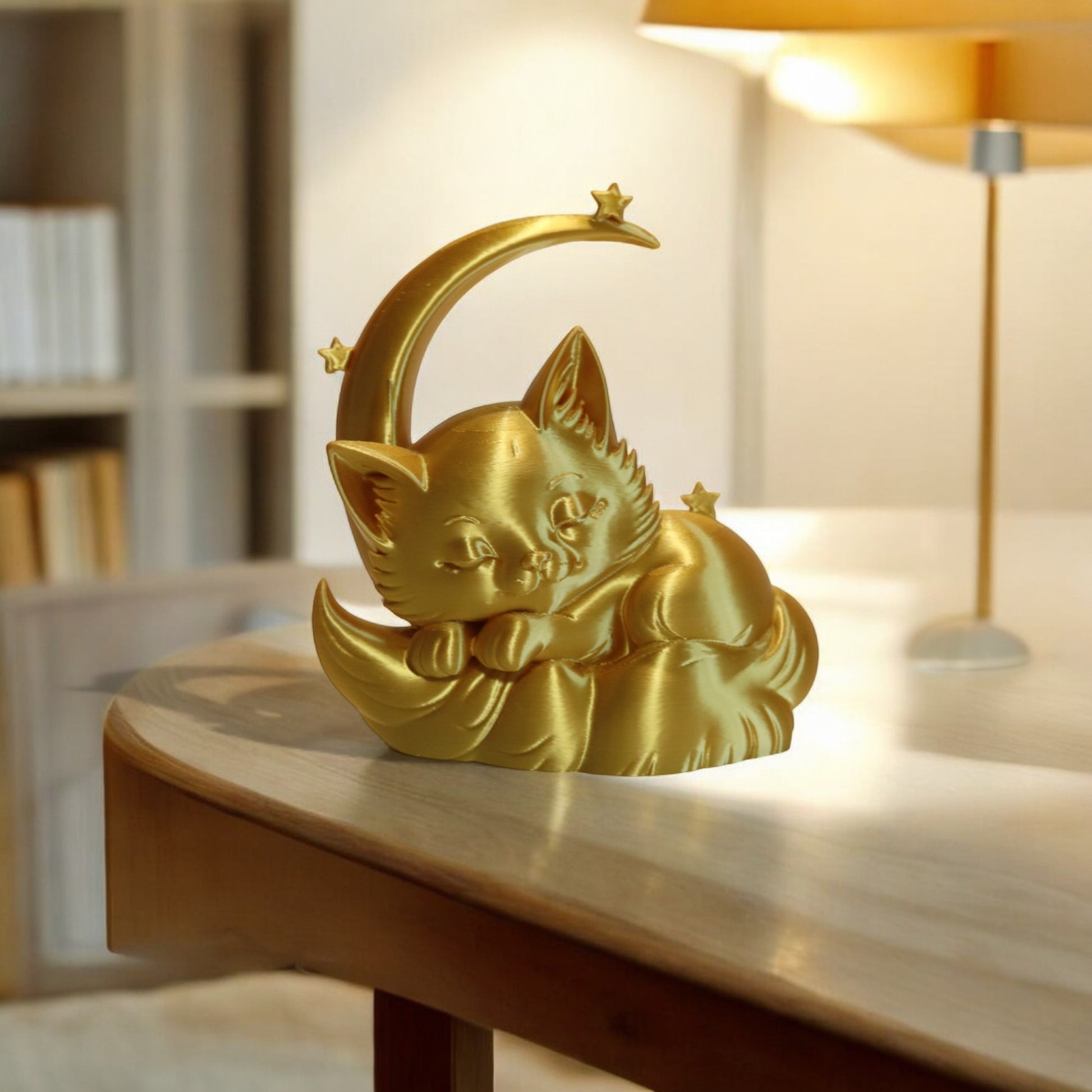 This sleeping cat moon statue makes a beautiful gift for birthdays, baby showers, or anyone who finds comfort in cute, dreamy décor. It brings a sense of serenity to any room and pairs perfectly with nightlights, candles, or fairy lights.