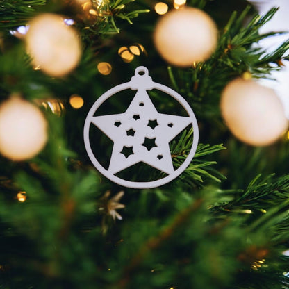 Custom Christmas Tree Ornaments , Set of 4, 6, or 10 | 10 Designs & Colour Options | Modern Holiday Decorations | Reindeer, Star, Snowflake, Tree