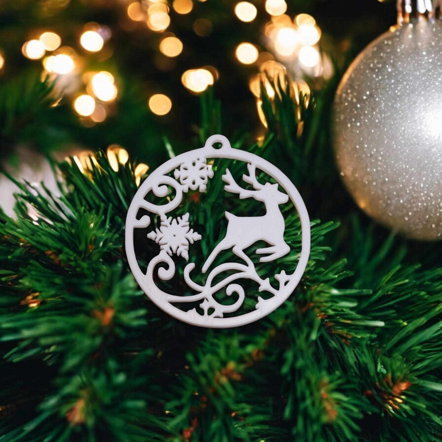 custom christmas tree ornaments , set of 4, 6, or 10 | 10 designs & colour options | modern holiday decorations | reindeer, star, snowflake, tree