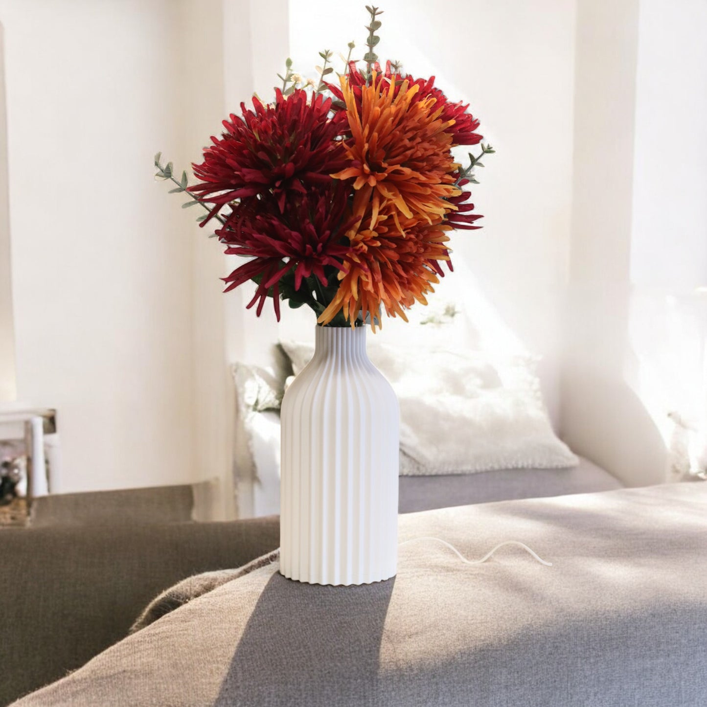 vase lamp for dried & artificial flowers – soft ambient table light, modern home decor, christmas gift, bedside night lamp 24 cm