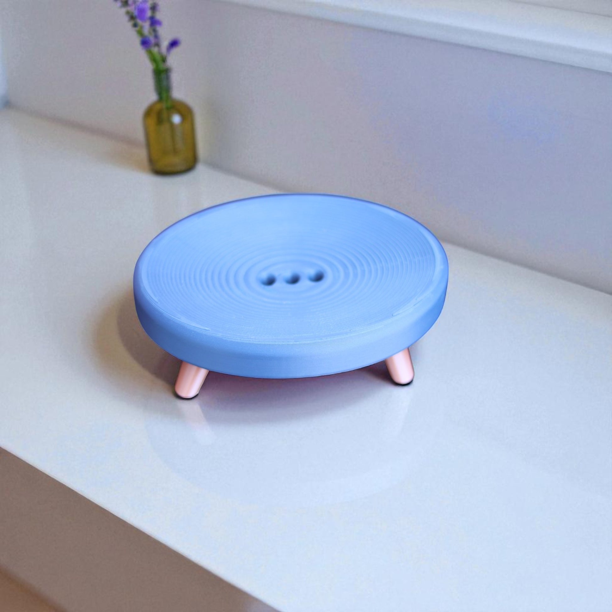 Soap holder with feet and drainage holes, made from durable eco-friendly material, featuring an elevated design to keep soap dry and fresh, perfect for bathrooms, kitchens, or laundry rooms.