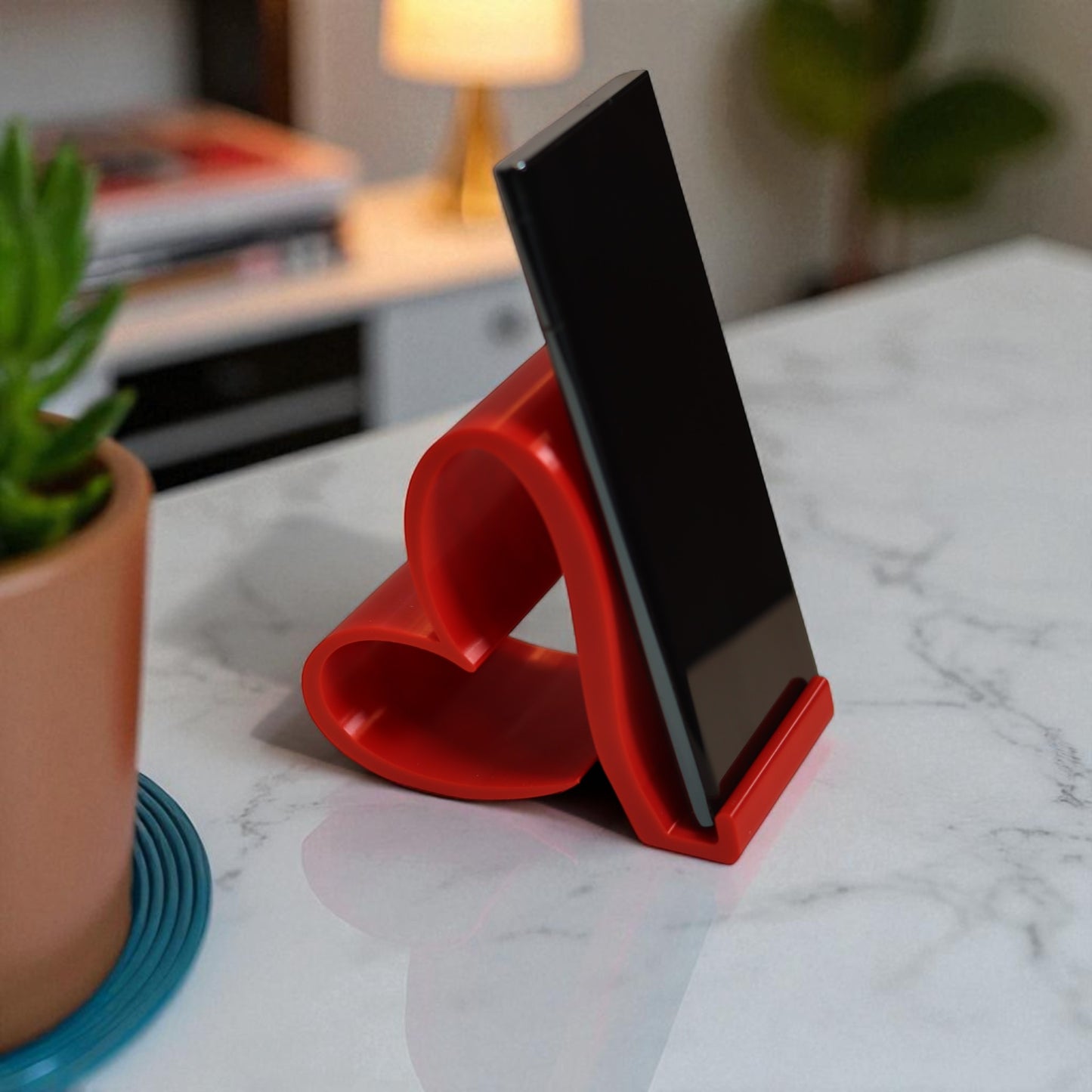 phone & kindle holder heart-shaped universal stand for all phones, kindles, and small tablets stylish and durable device holder for desk, nightstand, or kitchen