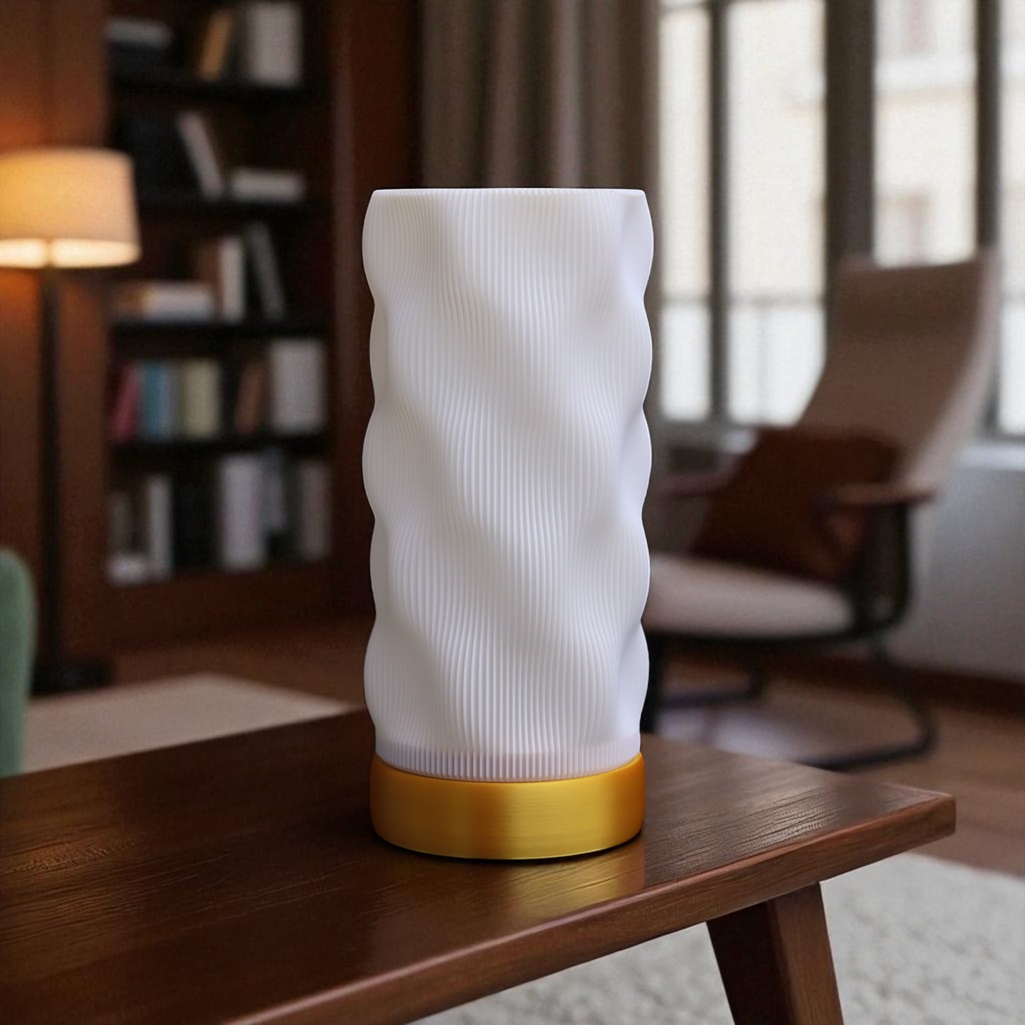 bedside lamp with usb cable, white shade and coloured base, perfect for living room, bedroom, or nursery.
