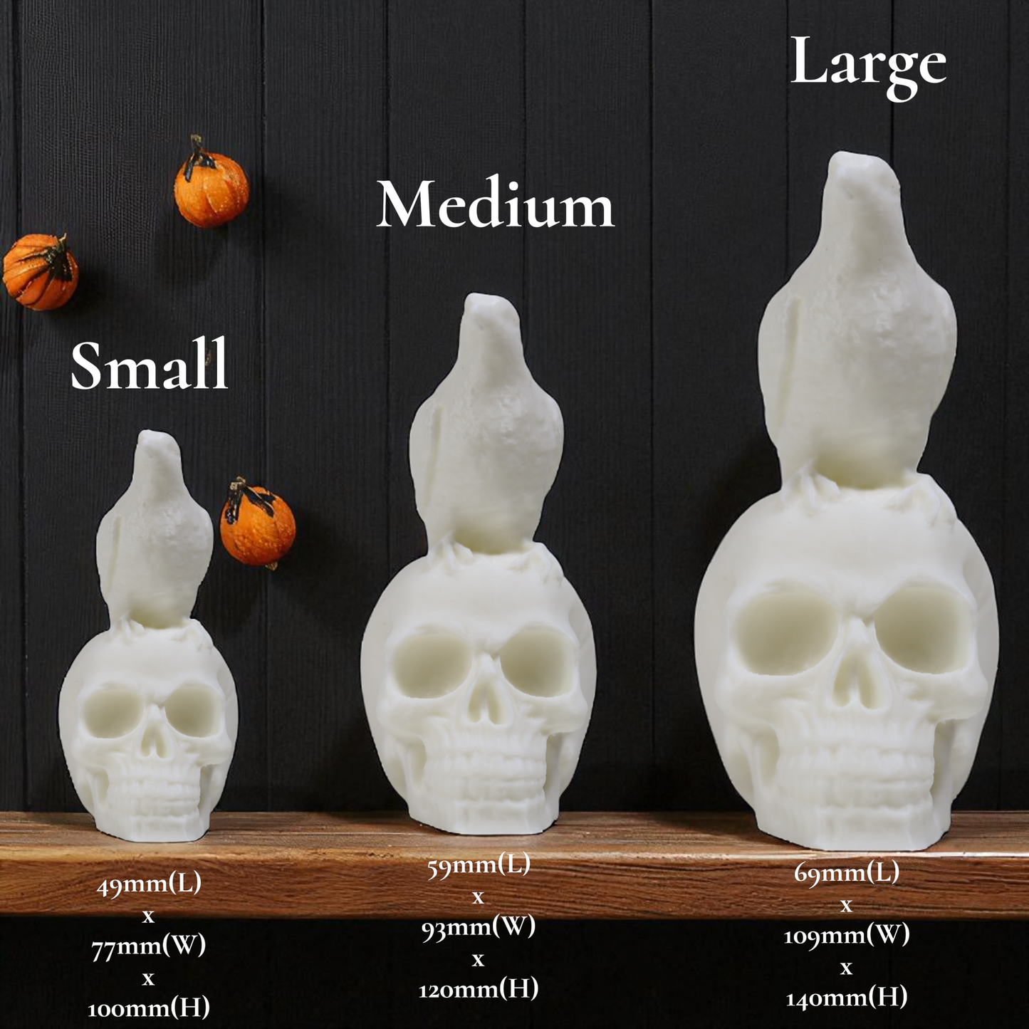 gothic raven perched on a skull statue—handmade halloween decor figurine for mantel, bookshelf or altar, dark academia style
