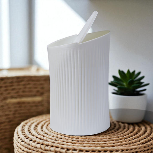 Small trash can for cotton pads, tissues, and desk clutter, minimalist design