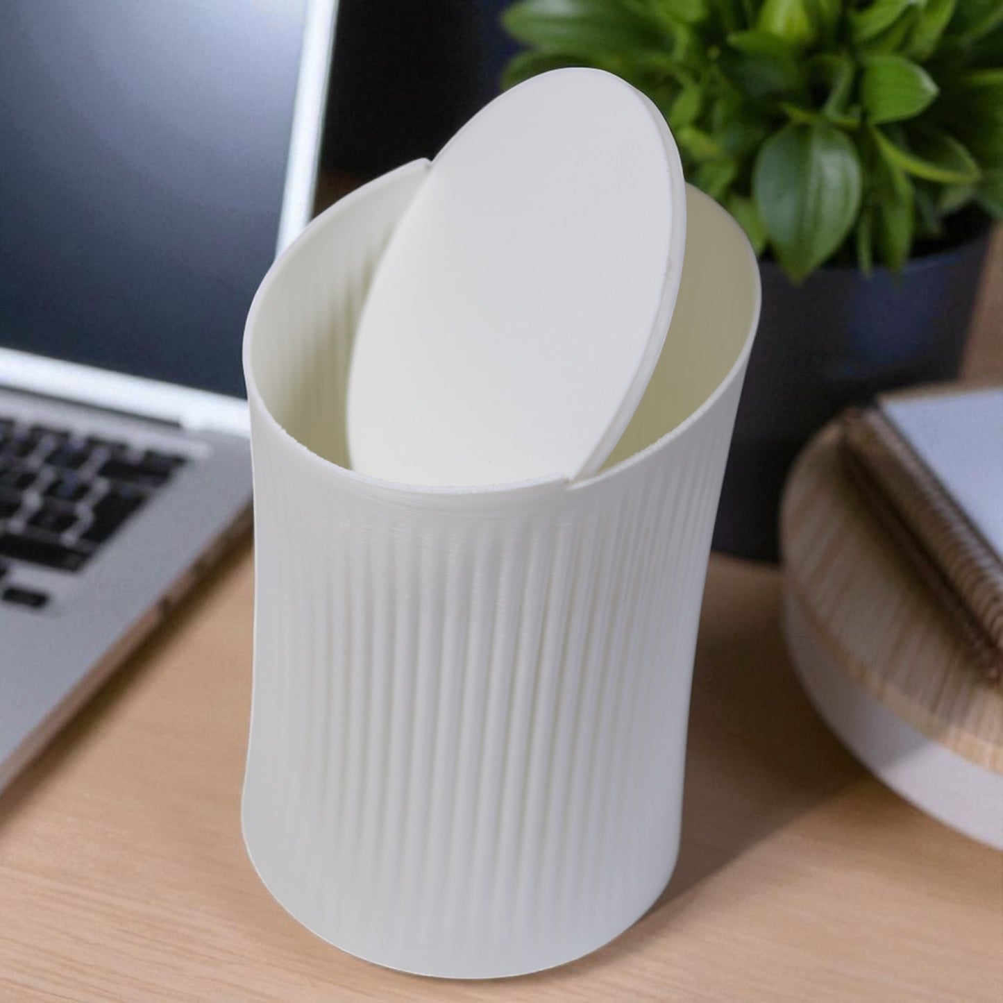 small trash can for cotton pads, tissues, and desk clutter, minimalist design