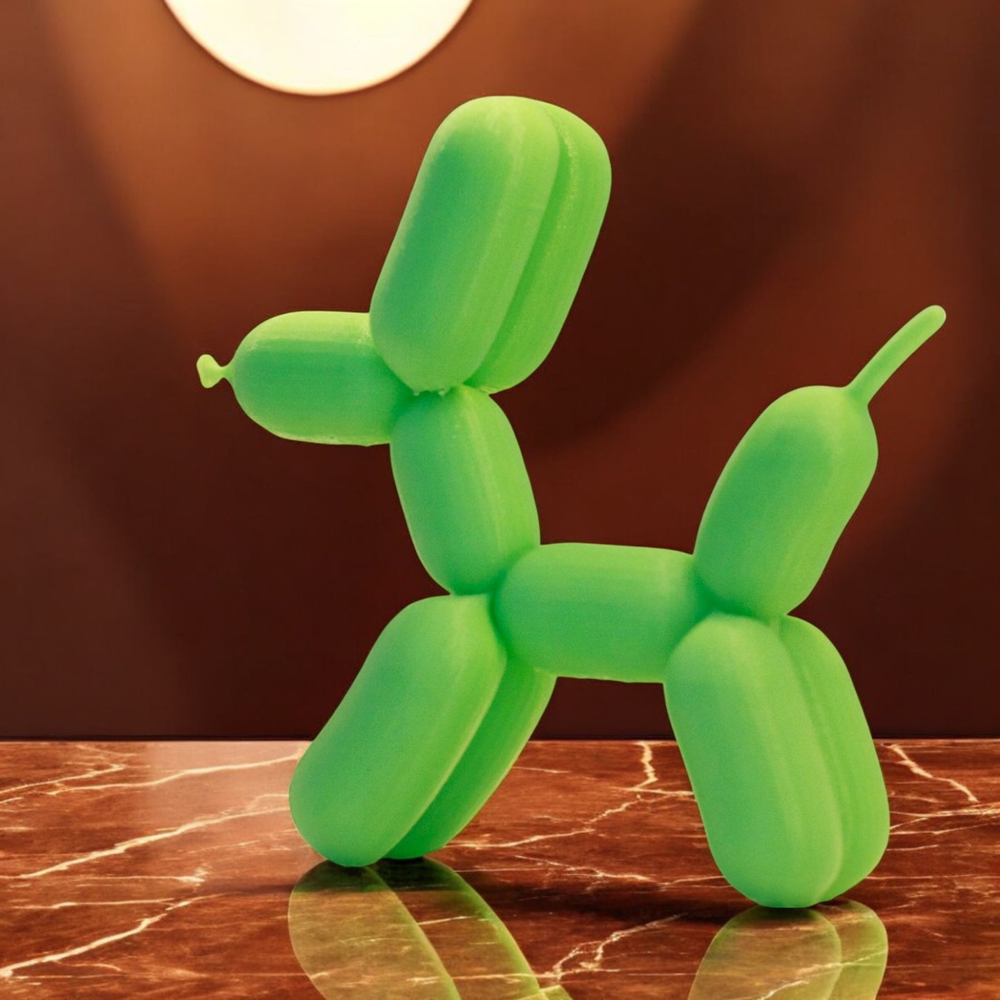 3d-printed figurine resembling a playful dog made from balloons, available in three different sizes. perfect for home decor, kids' rooms, or as a unique gift for dog lovers.