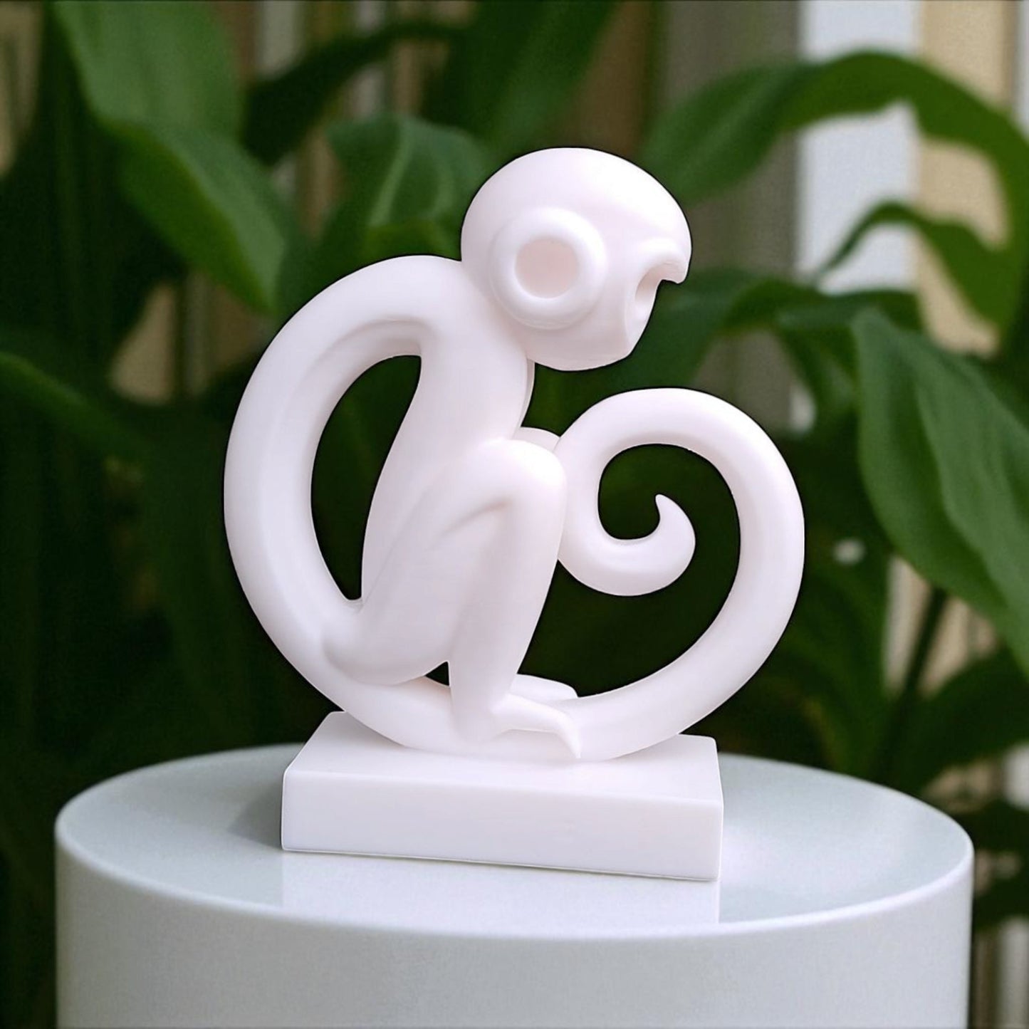 modern artistic monkey statue with a unique abstract design, 3d printed in eco-friendly material, ideal for home decor or as a gift for animal and art lovers.