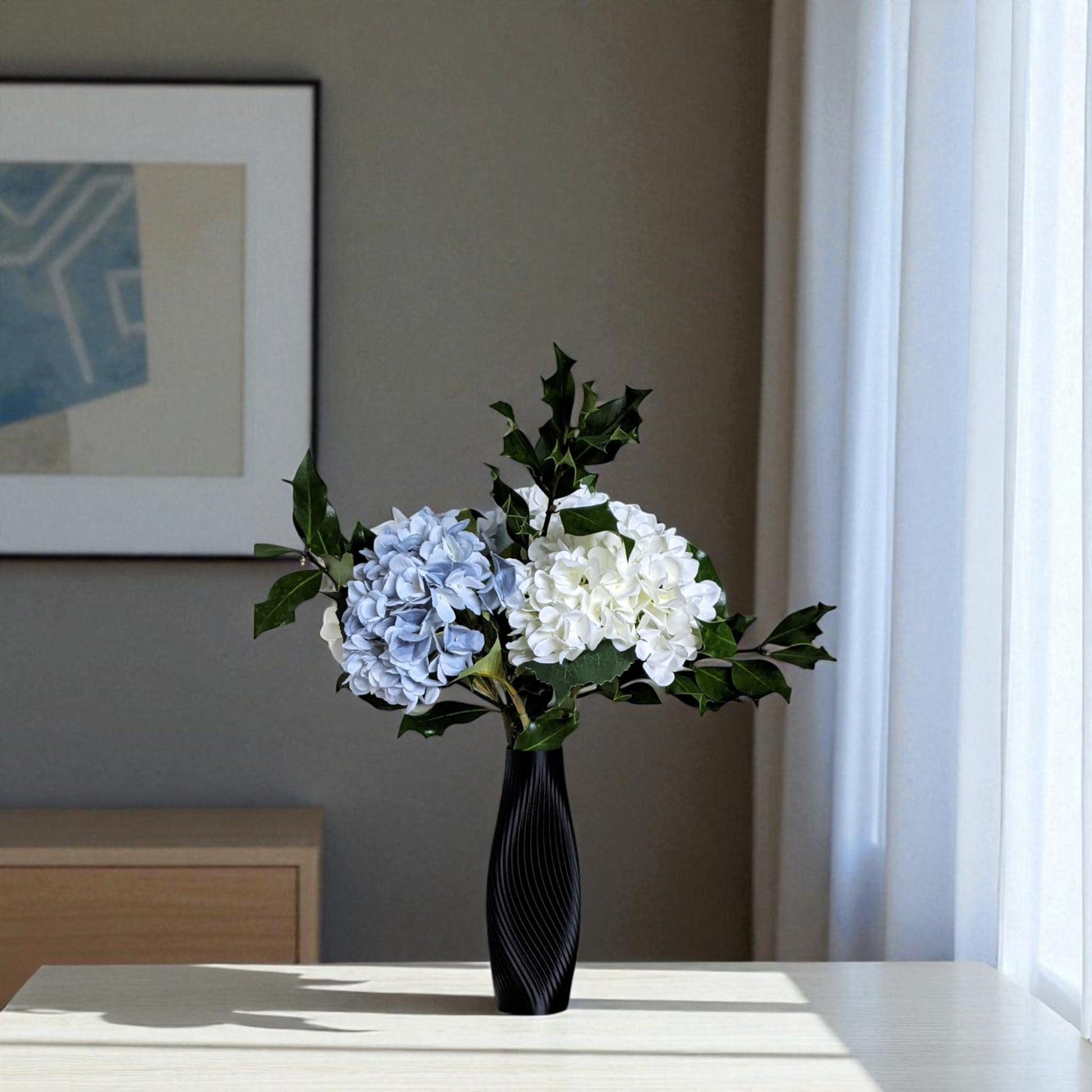 Luna Vase a modern vase featuring sleek, textured strips, perfect for contemporary decor, floral arrangements, minimalist styling, artistic interiors, home accents, elegant design, decorative pieces, unique gifts, and timeless aesthetics.