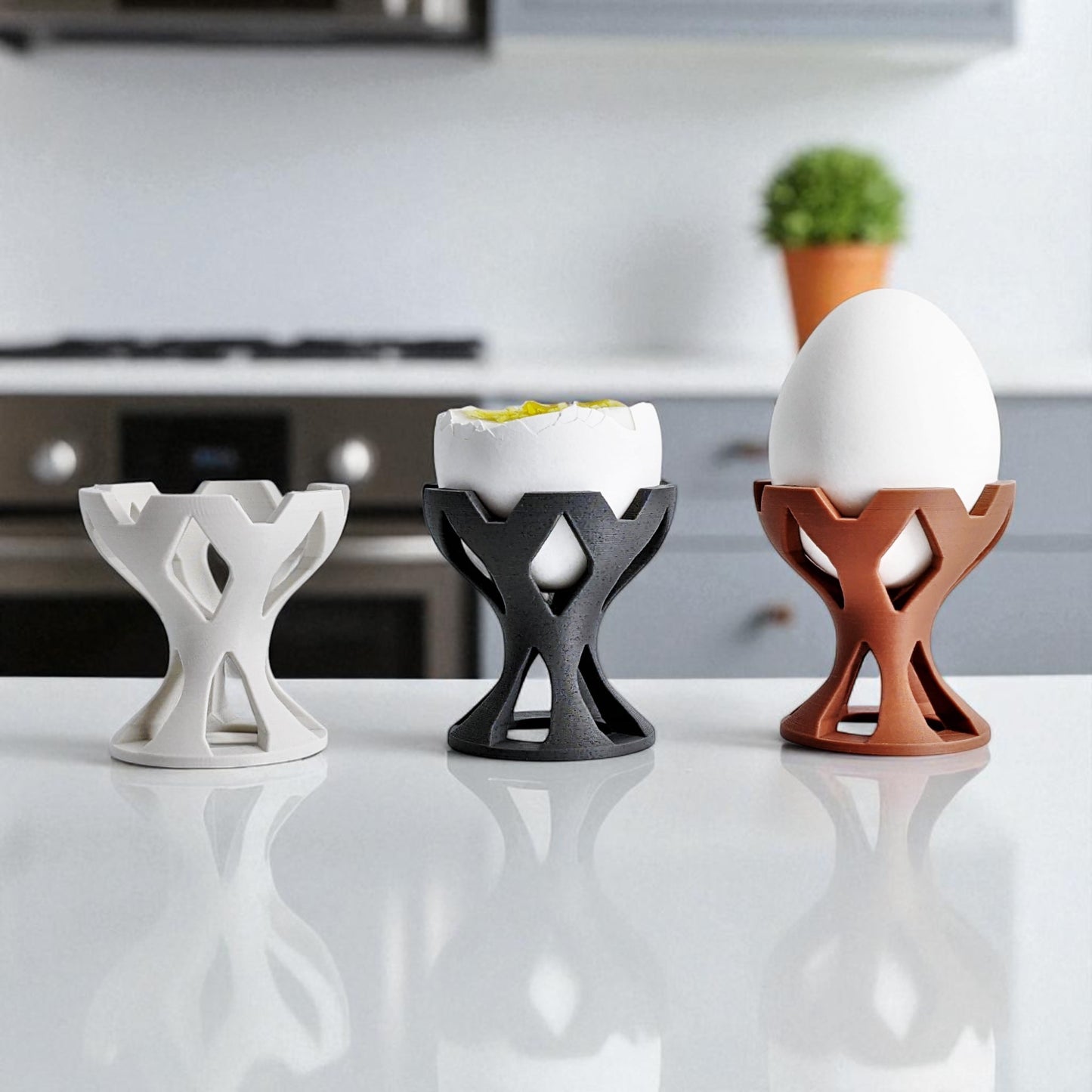 elegant egg holder named 'egg crown,' designed for a stylish presentation on the breakfast table. this unique egg stand adds a touch of sophistication to any meal, perfect for enjoying eggs in a refined and practical way