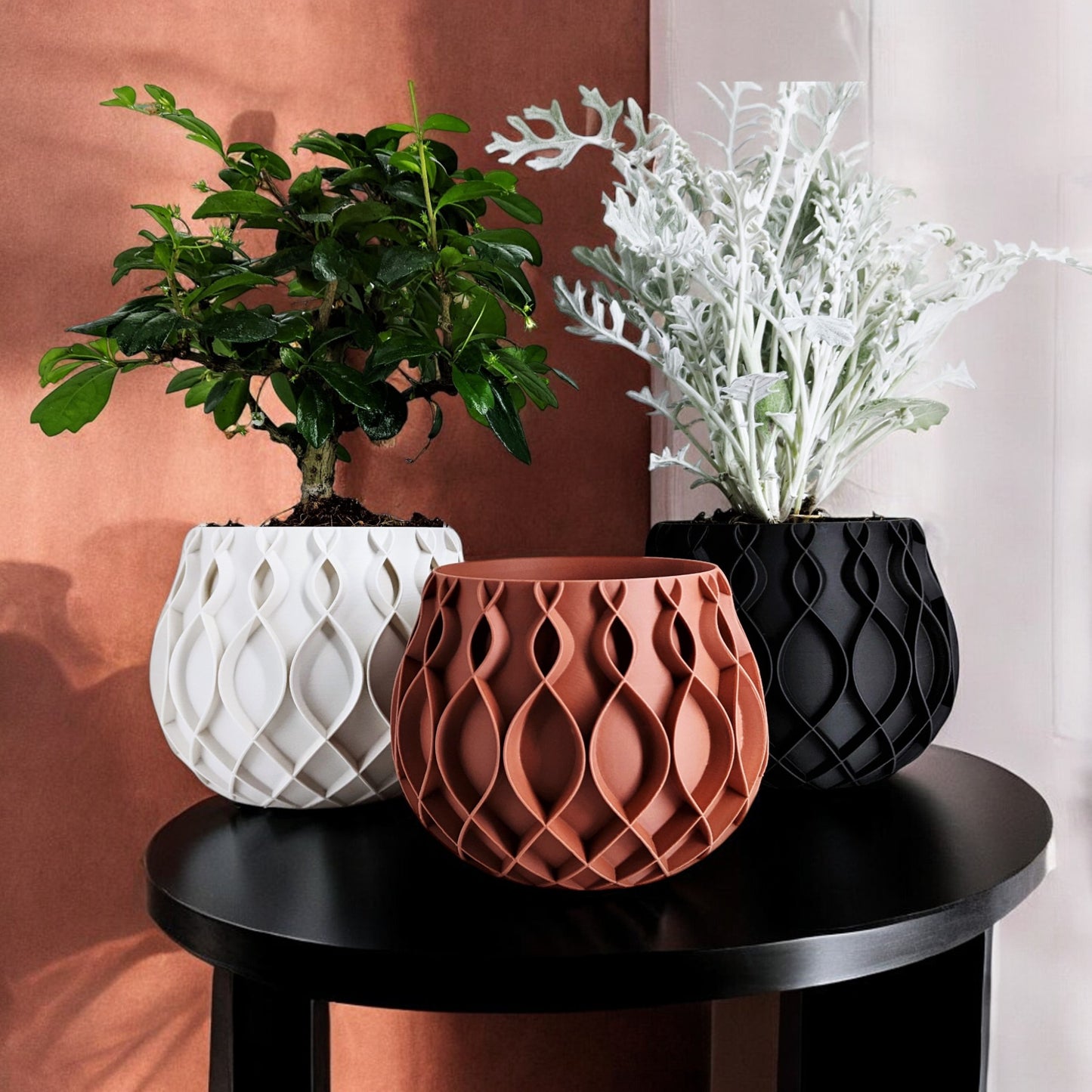 bellvere planter pot with tray modern 3d printed design elegant home décor style