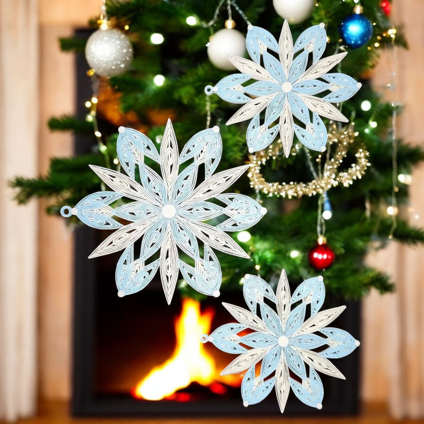 snow flake ornament –3d-printed christmas tree decoration for festive winter decor