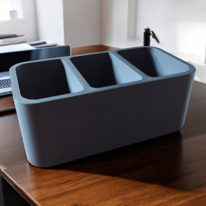 remote Control Holder with 3 compartments, perfect for organizing TV remotes, media controllers, and small accessories; sleek modern design ideal for living rooms, bedrooms, and offices