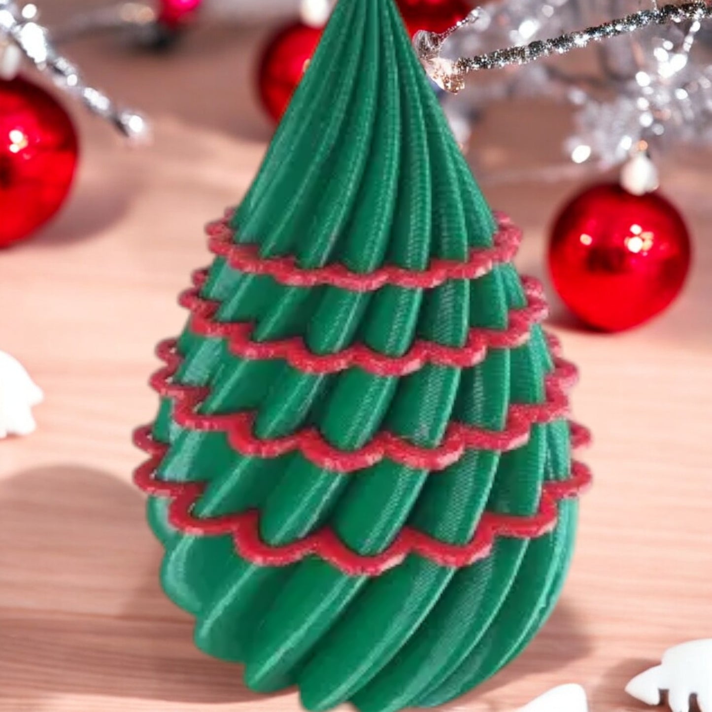 tinsel christmas tree with red ornaments mini holiday decor with red ornaments for home & office