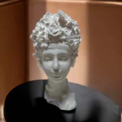 Floral Grace Bust 3D Printed Lady Sculpture with Flower Hair Elegant Home Decor UK Made