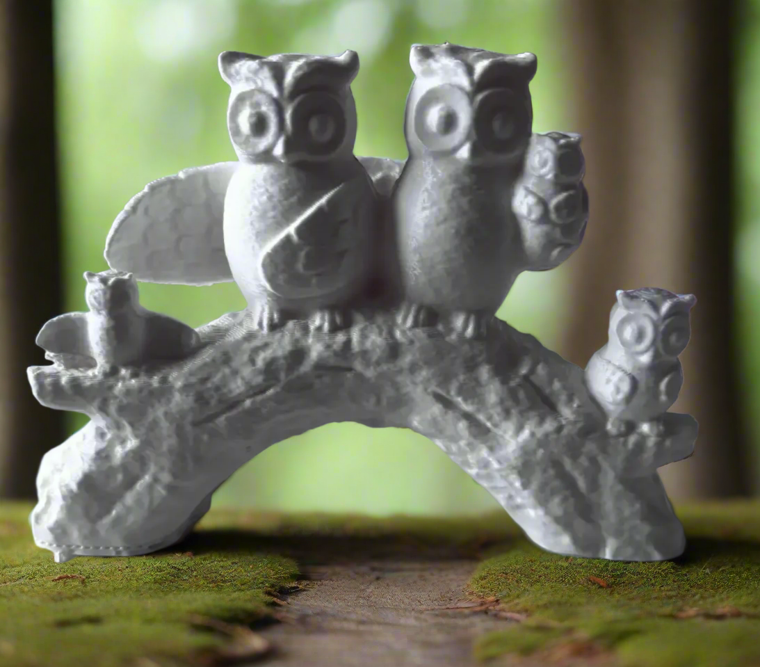 whispering owl family 3d printed owl sculpture heart warming home décor uk made