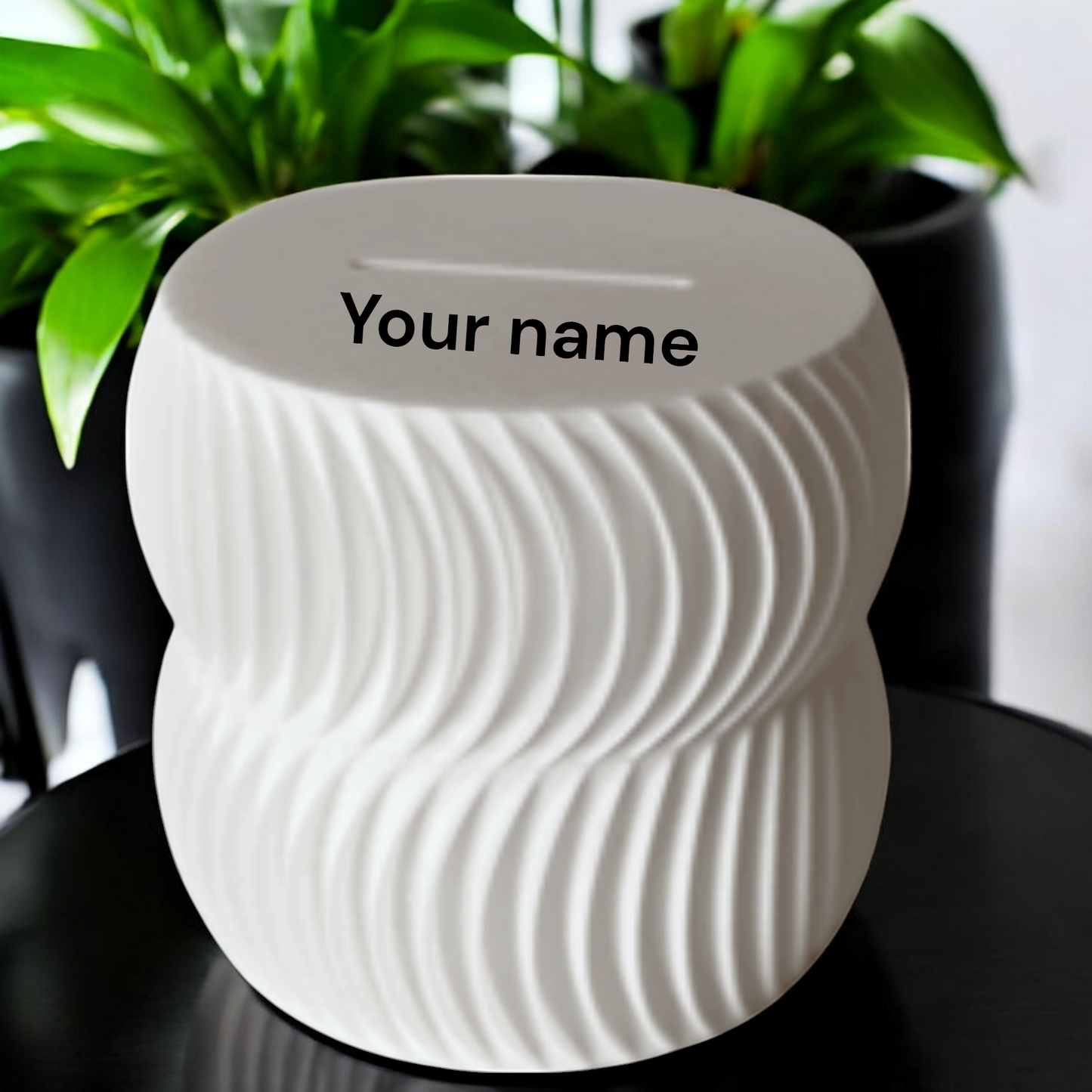 customizable coin bank in a unique piggy bank design, personalized with your name, perfect for kids, adults, and stylish home decor.