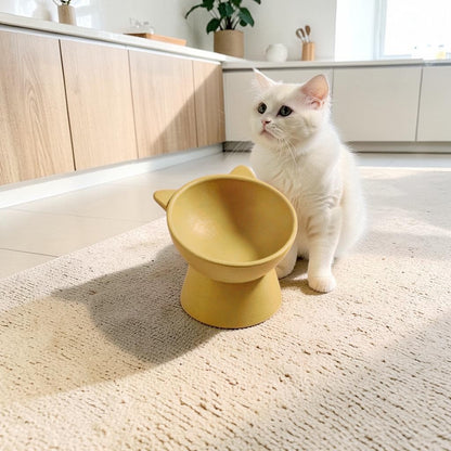 Personalised elevated cat bowl with custom pet name in modern neutral home setting
Raised cat feeding bowl with cat ear design and customisable pet name
Minimalist elevated pet bowl designed to support better cat eating posture