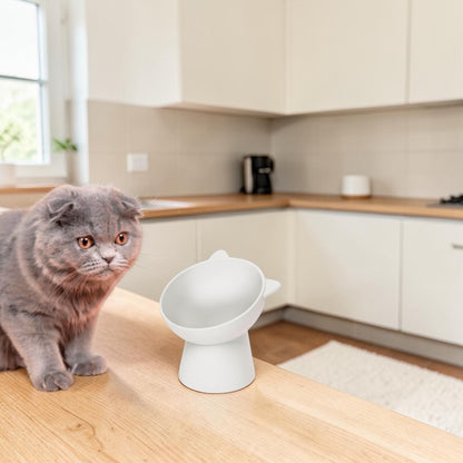 Personalised elevated cat bowl with custom pet name in modern neutral home setting
Raised cat feeding bowl with cat ear design and customisable pet name
Minimalist elevated pet bowl designed to support better cat eating posture