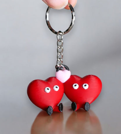 Couples Keychain with Two Hearts, Feet, and Eyes