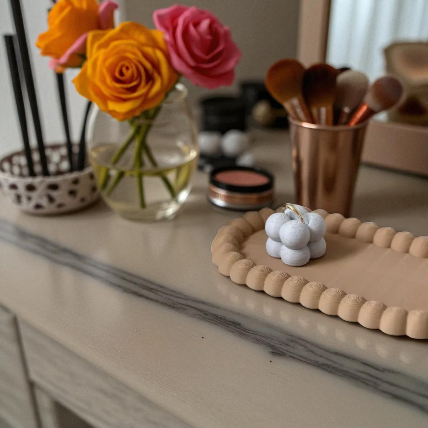 bubblecharm set stylish bubble-shaped coaster, trays, and holders for elegant organization