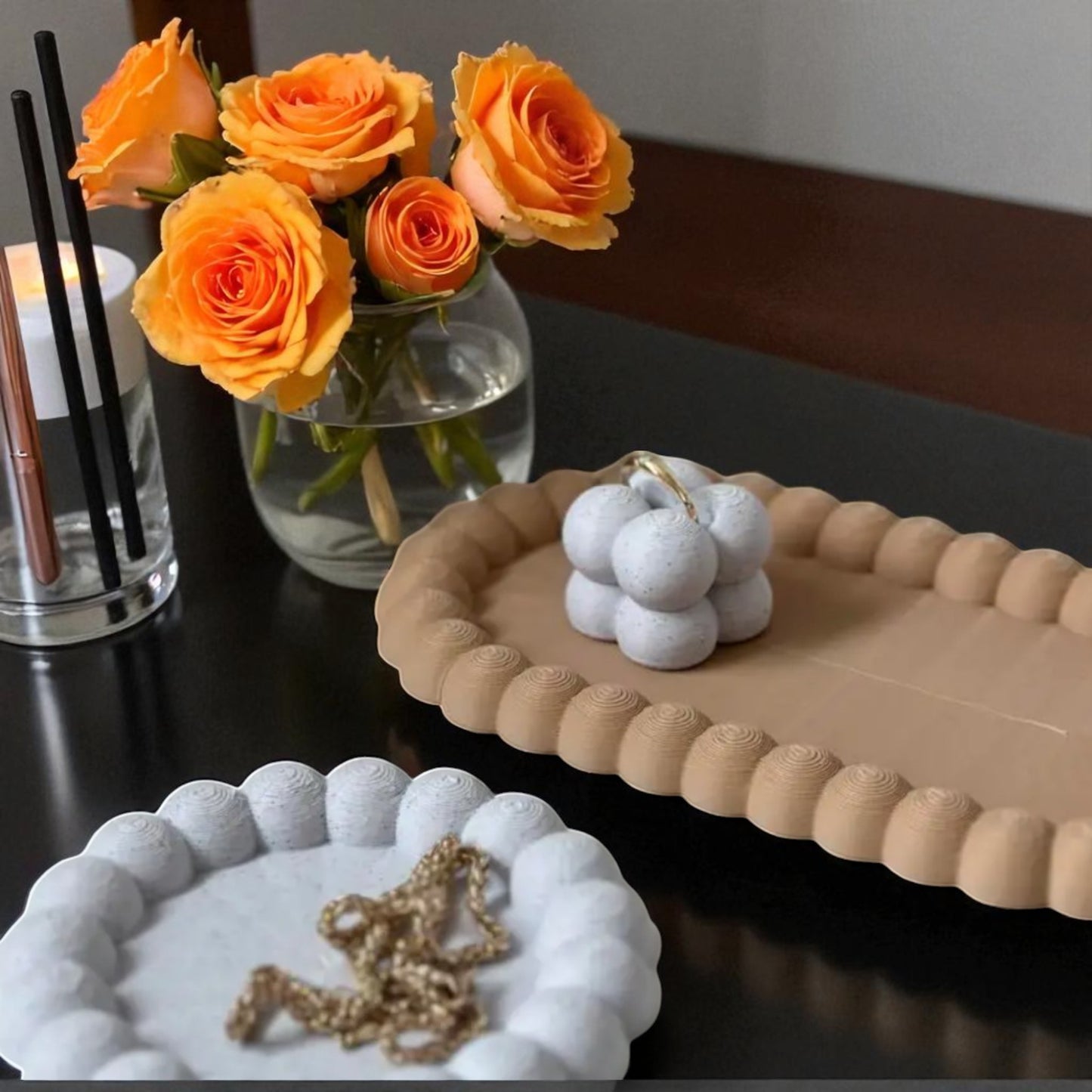 bubblecharm set stylish bubble-shaped coaster, trays, and holders for elegant organization