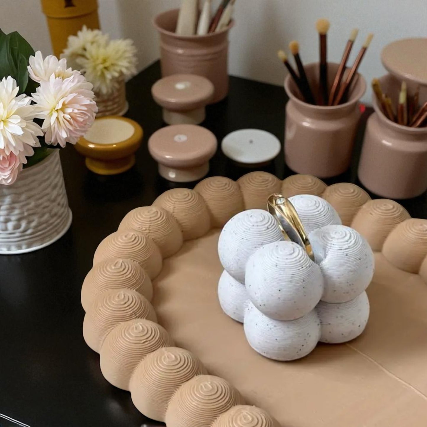 bubblecharm set stylish bubble-shaped coaster, trays, and holders for elegant organization