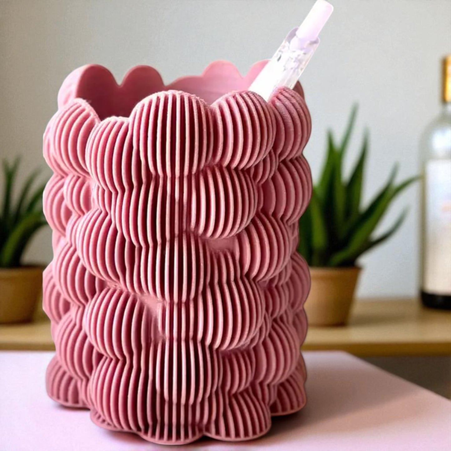 bubbley solid and bubbley lamel holders, versatile and stylish makeup brush or pen organizers with a playful bubble design, ideal for adding charm to office desks or vanity setups.
