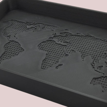 World Tray Modern Designer Tray with 3D Relief of Continents Unique Decorative Tray for Home or Office